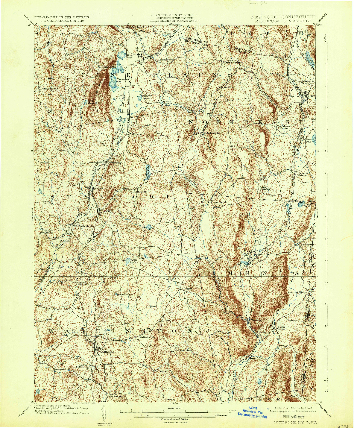 USGS 1:62500-SCALE QUADRANGLE FOR MILLBROOK, NY 1902