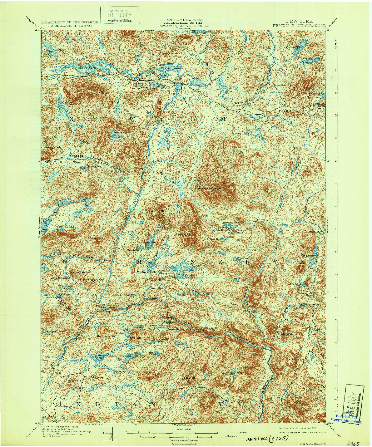 USGS 1:62500-SCALE QUADRANGLE FOR NEWCOMB, NY 1901