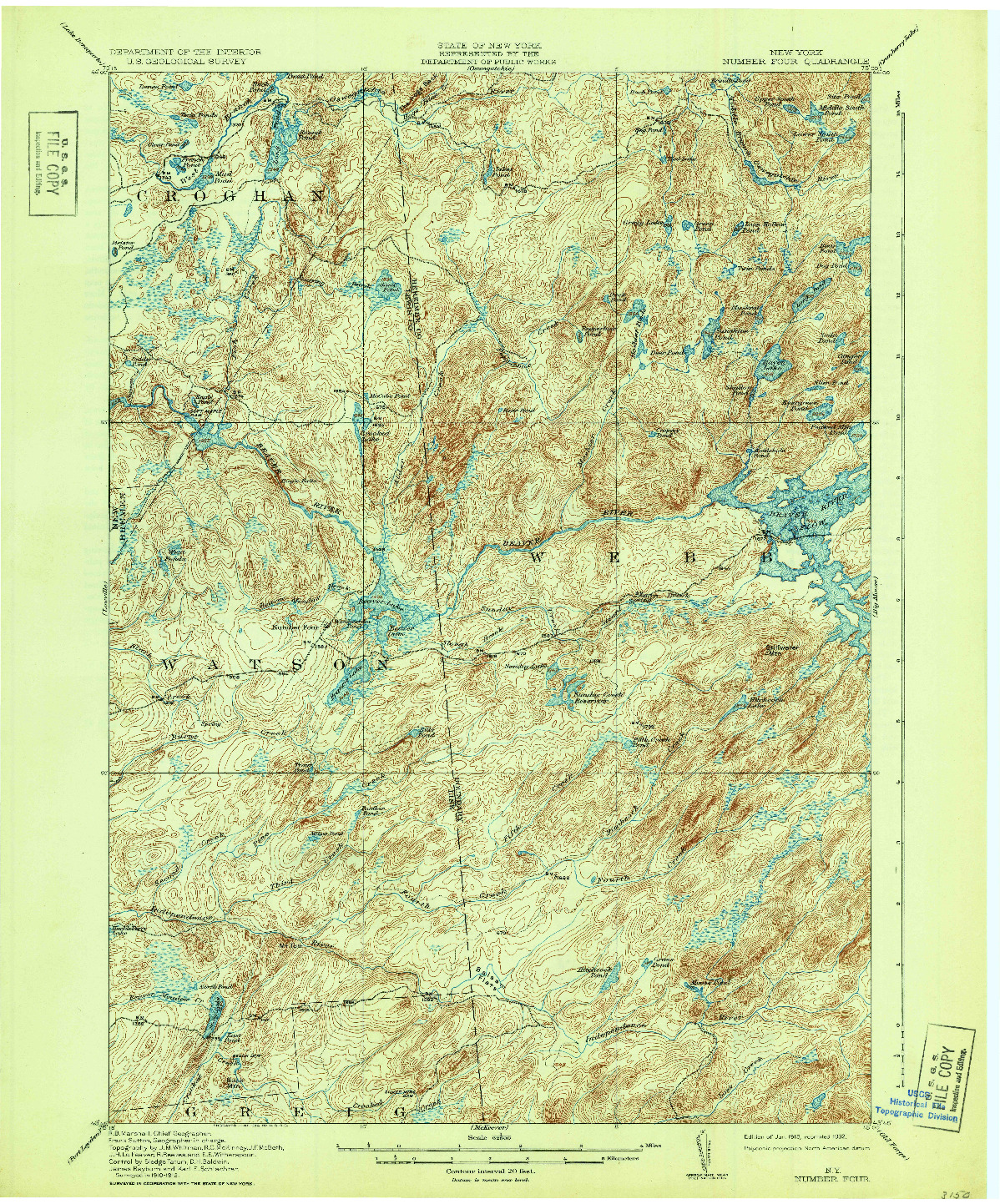 USGS 1:62500-SCALE QUADRANGLE FOR NUMBER FOUR, NY 1915