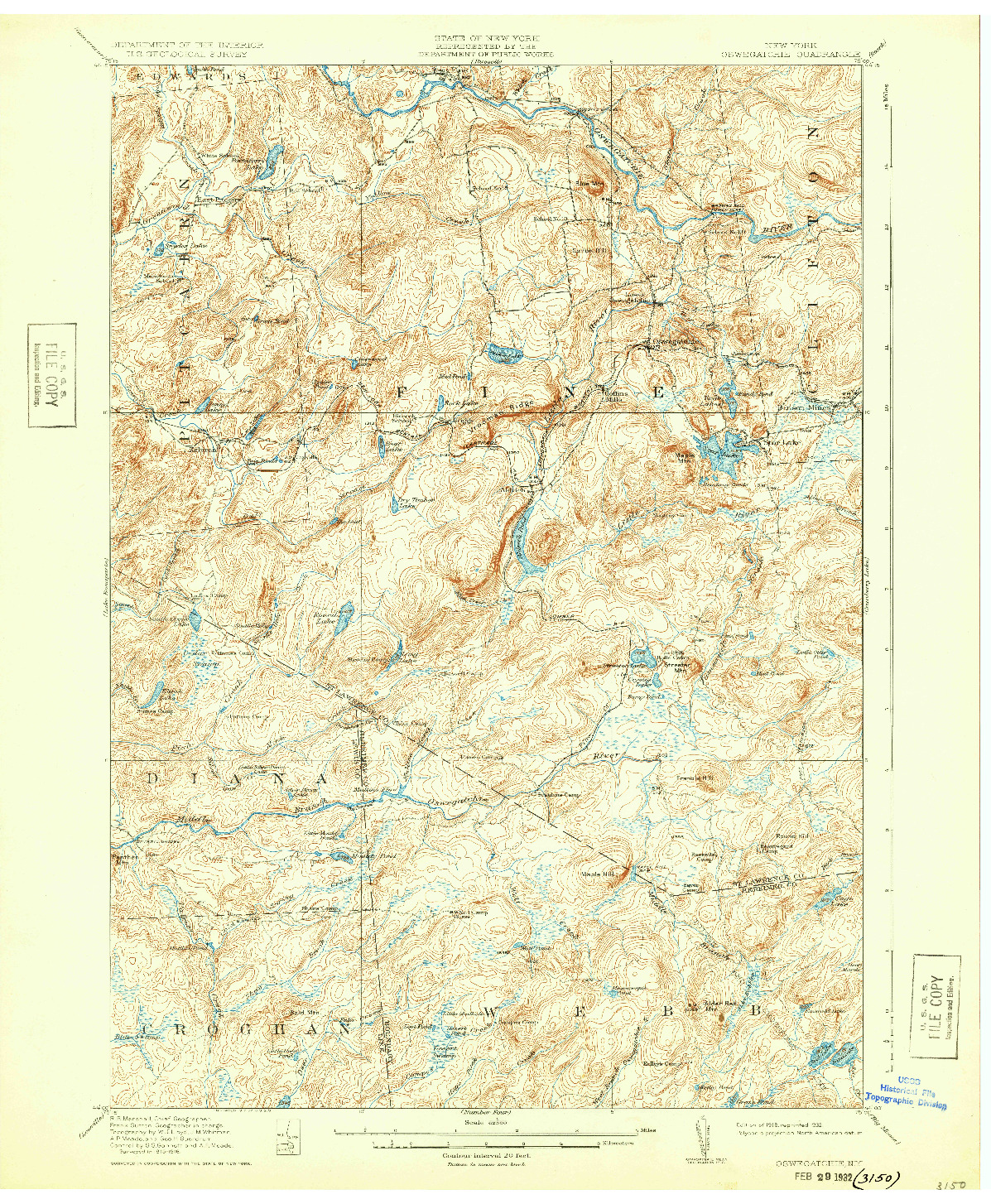 USGS 1:62500-SCALE QUADRANGLE FOR OSWEGATCHIE, NY 1918