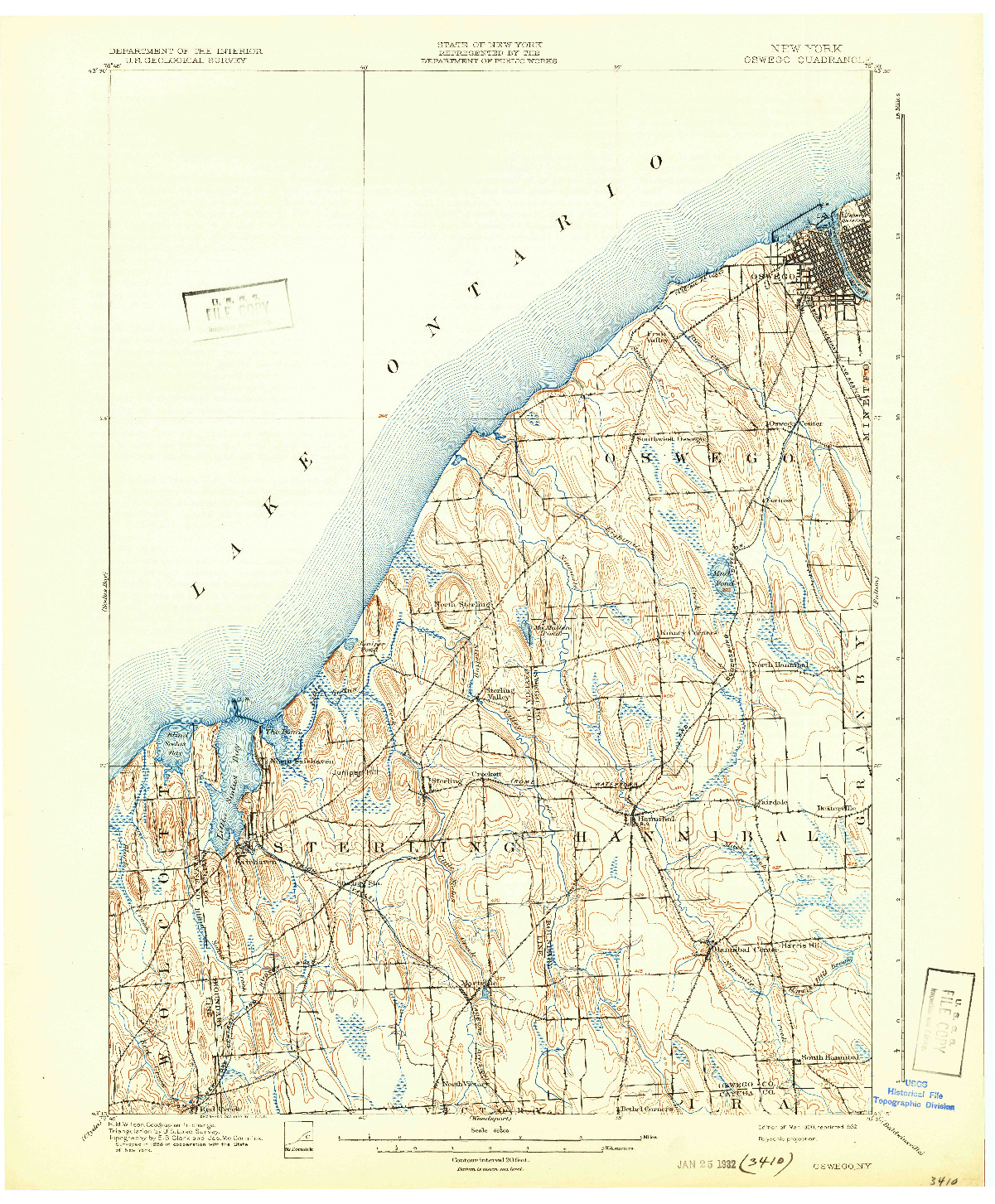 USGS 1:62500-SCALE QUADRANGLE FOR OSWEGO, NY 1900