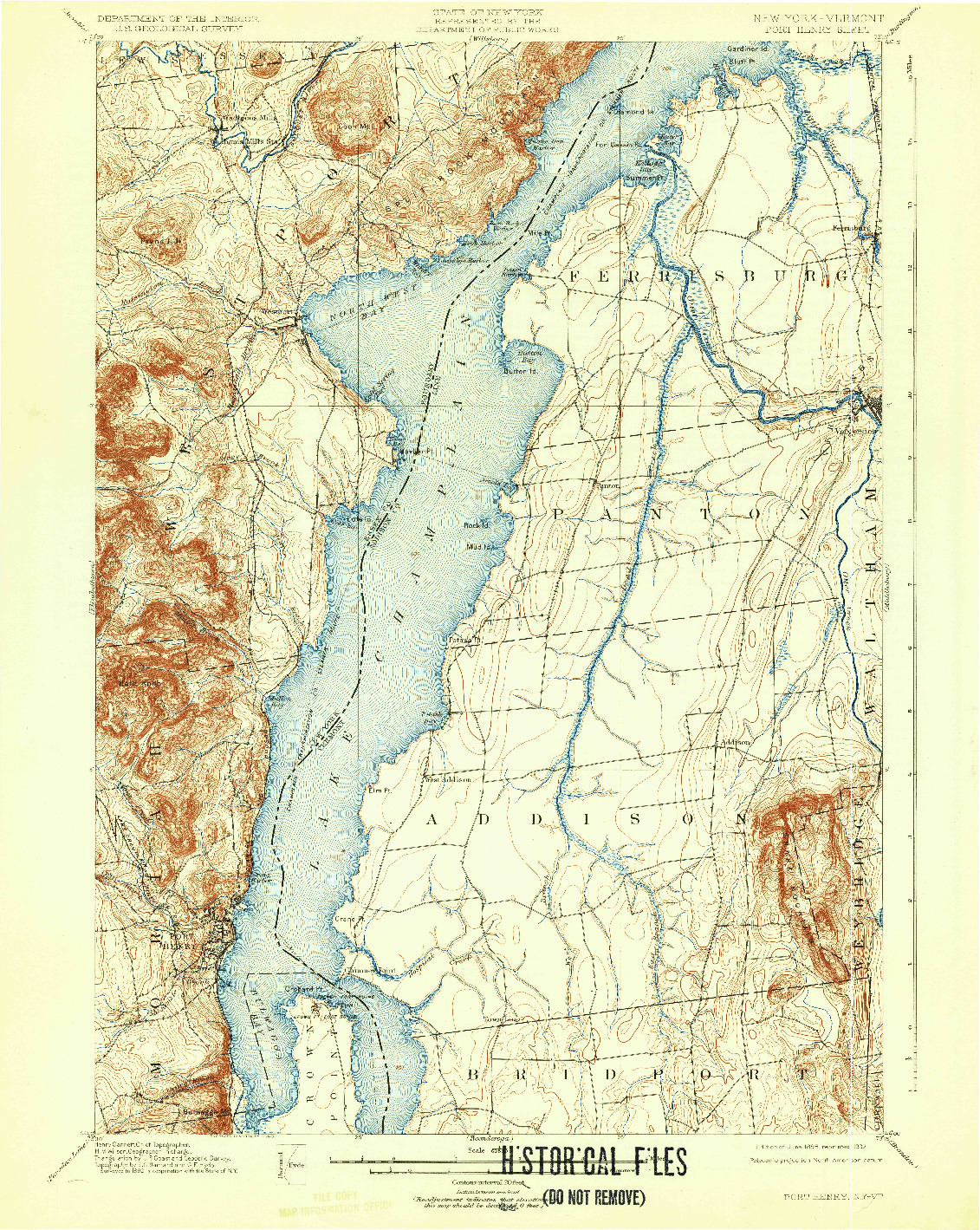 USGS 1:62500-SCALE QUADRANGLE FOR PORT HENRY, NY 1898