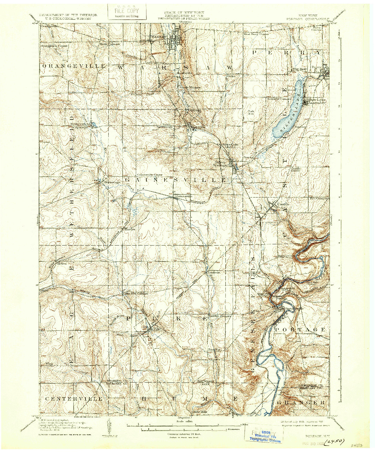 USGS 1:62500-SCALE QUADRANGLE FOR PORTAGE, NY 1905