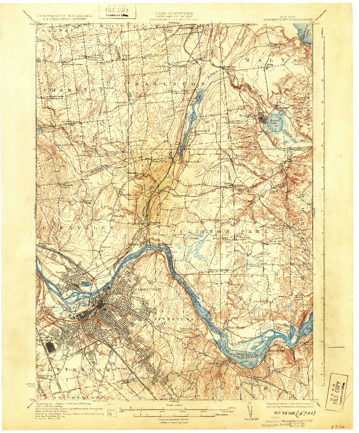 USGS 1:62500-SCALE QUADRANGLE FOR SCHENECTADY, NY 1930