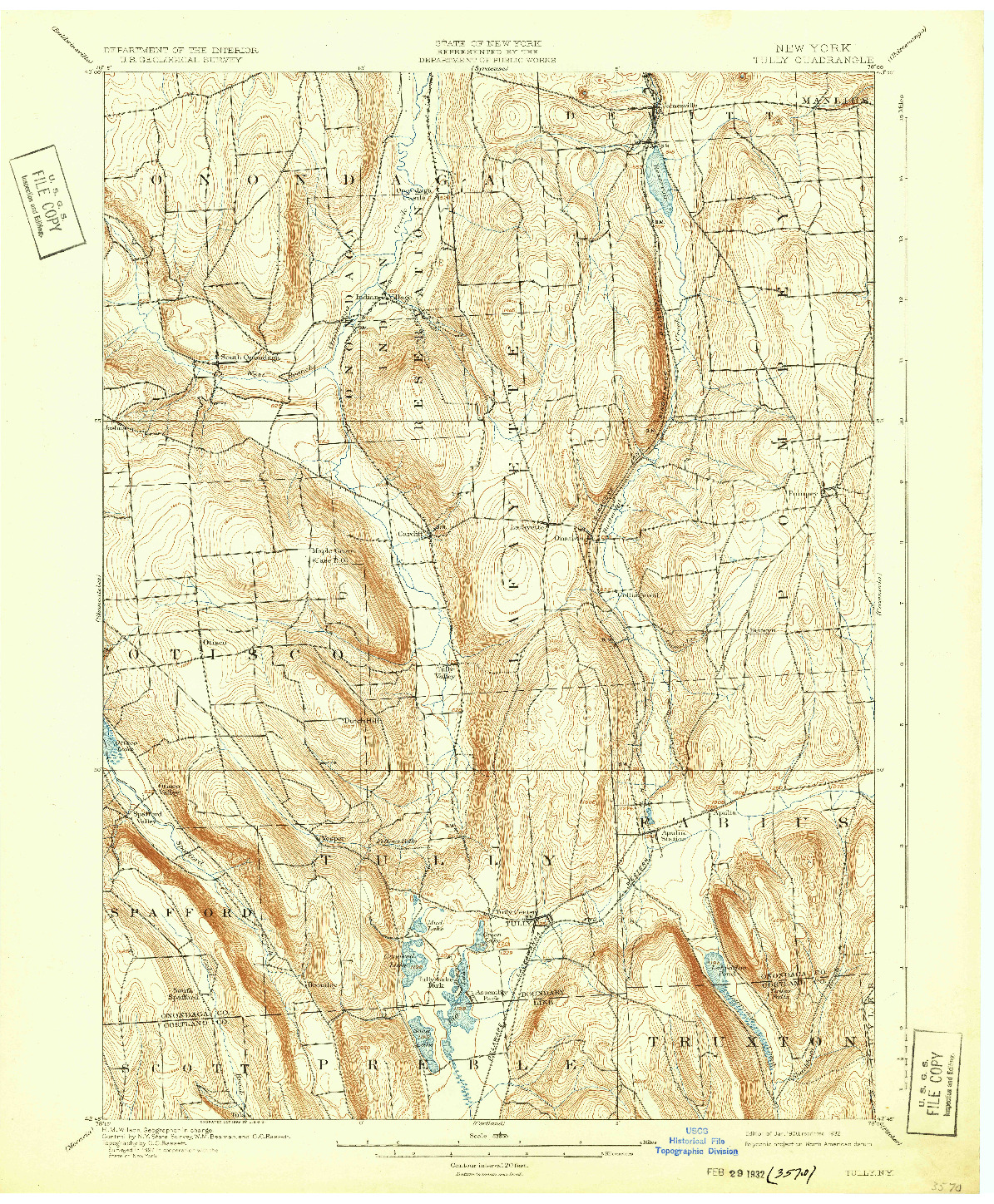 USGS 1:62500-SCALE QUADRANGLE FOR TULLY, NY 1900