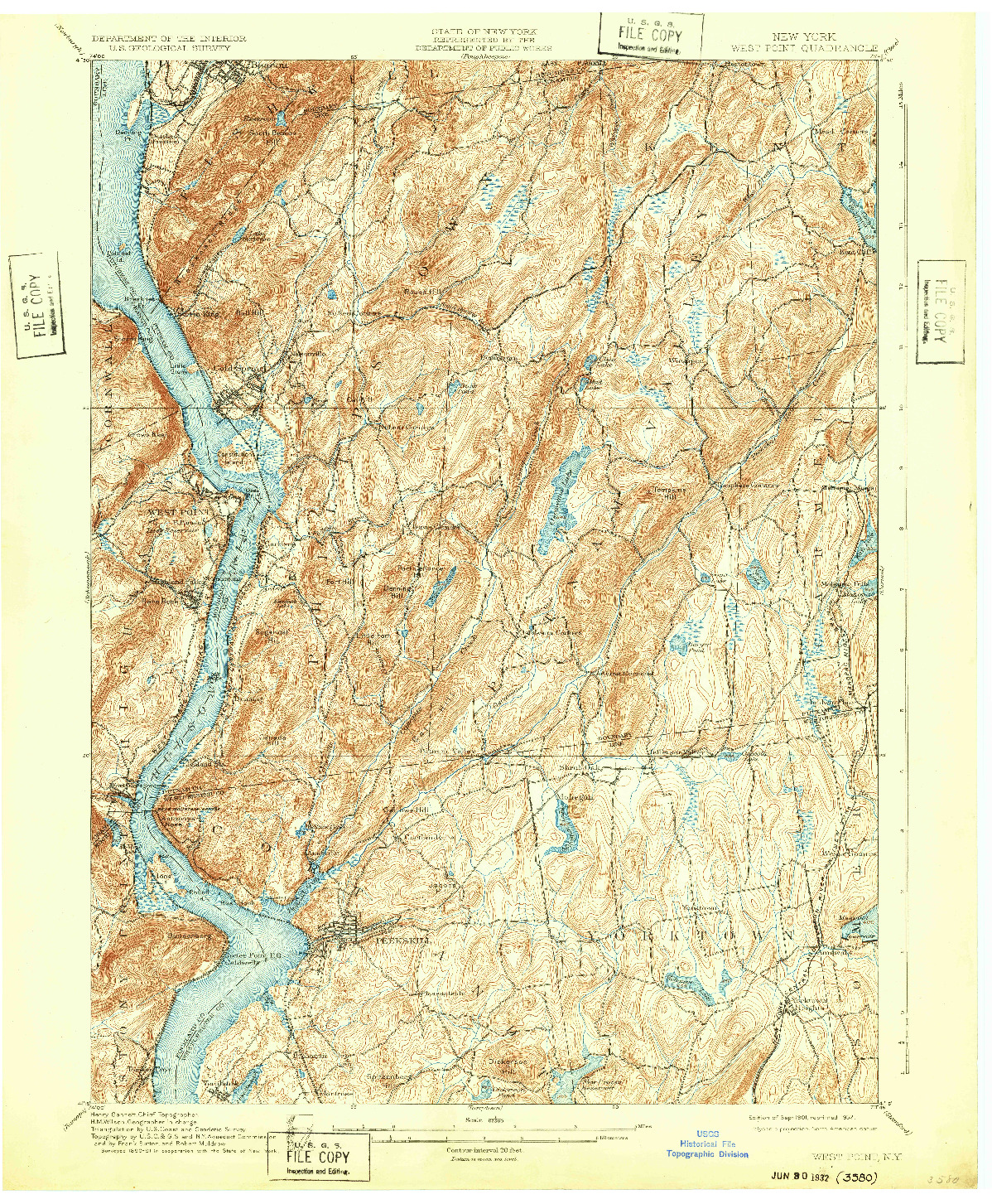 USGS 1:62500-SCALE QUADRANGLE FOR WEST POINT, NY 1901