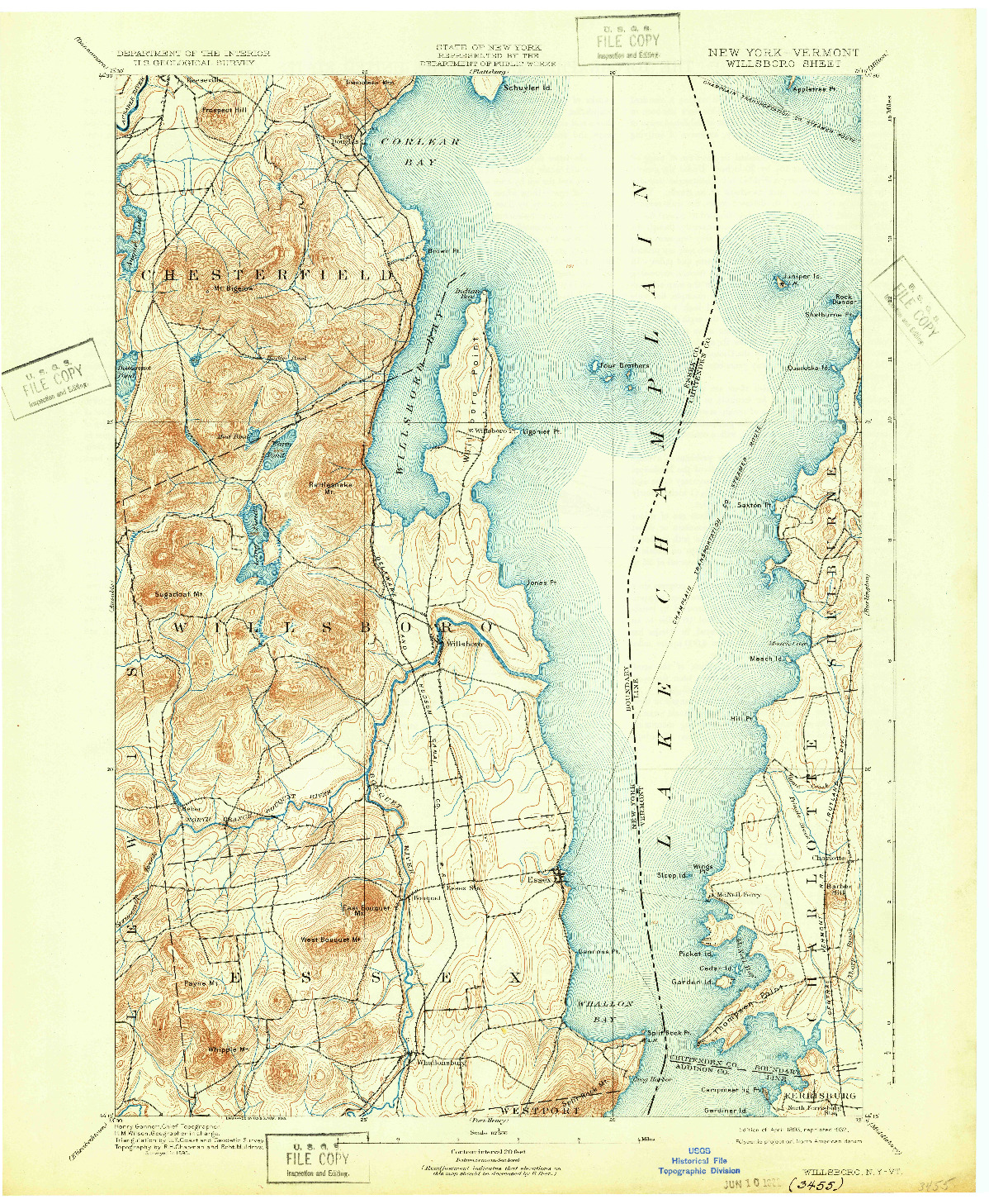 USGS 1:62500-SCALE QUADRANGLE FOR WILLSBORO, NY 1895