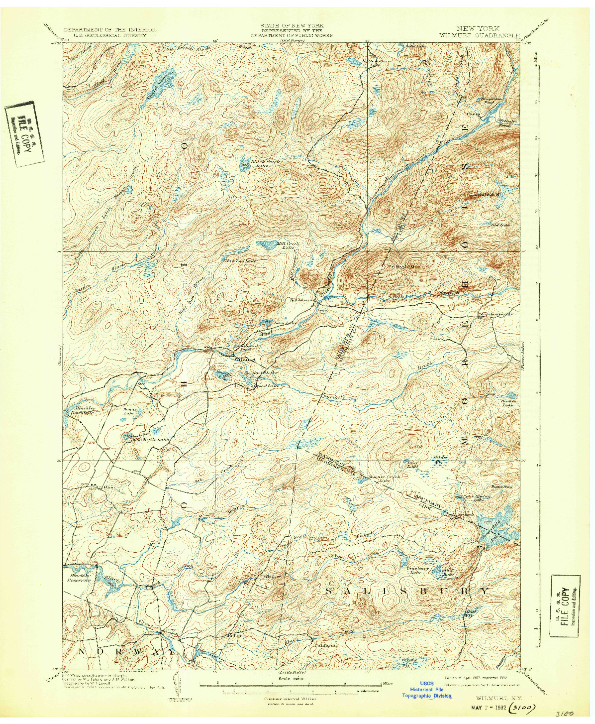 USGS 1:62500-SCALE QUADRANGLE FOR WILMURT, NY 1902