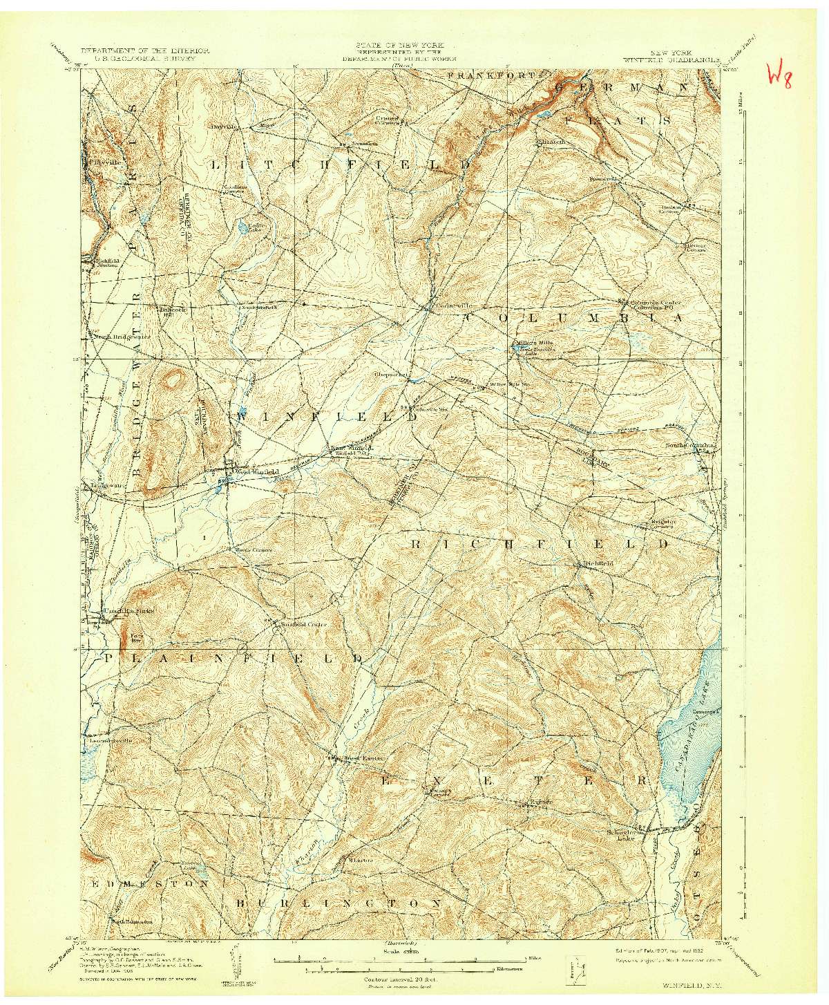 USGS 1:62500-SCALE QUADRANGLE FOR WINFIELD, NY 1907