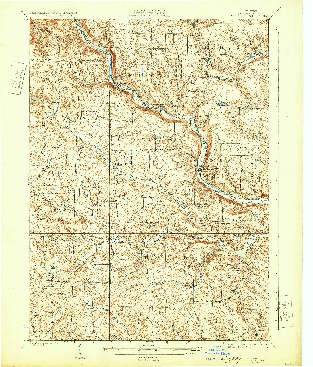 USGS 1:62500-SCALE QUADRANGLE FOR WOODHULL, NY 1926