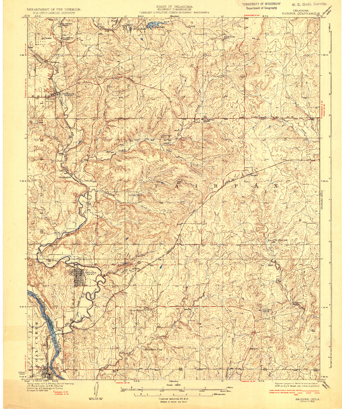 USGS 1:62500-SCALE QUADRANGLE FOR FAIRFAX, OK 1932