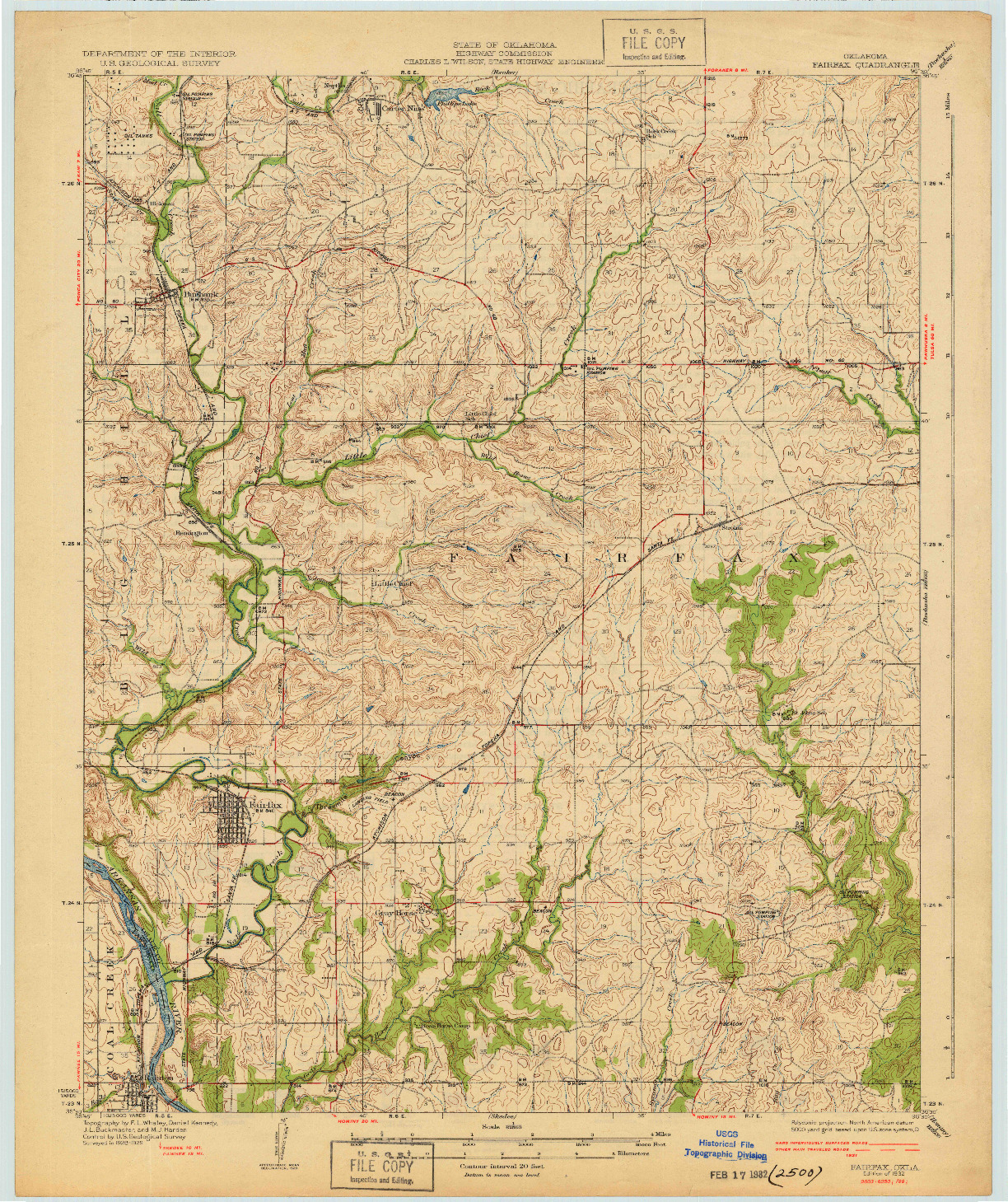 USGS 1:62500-SCALE QUADRANGLE FOR FAIRFAX, OK 1932