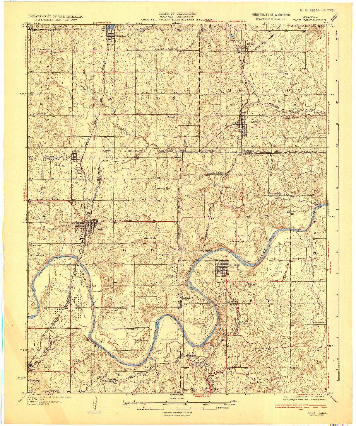 USGS 1:62500-SCALE QUADRANGLE FOR YALE, OK 1932