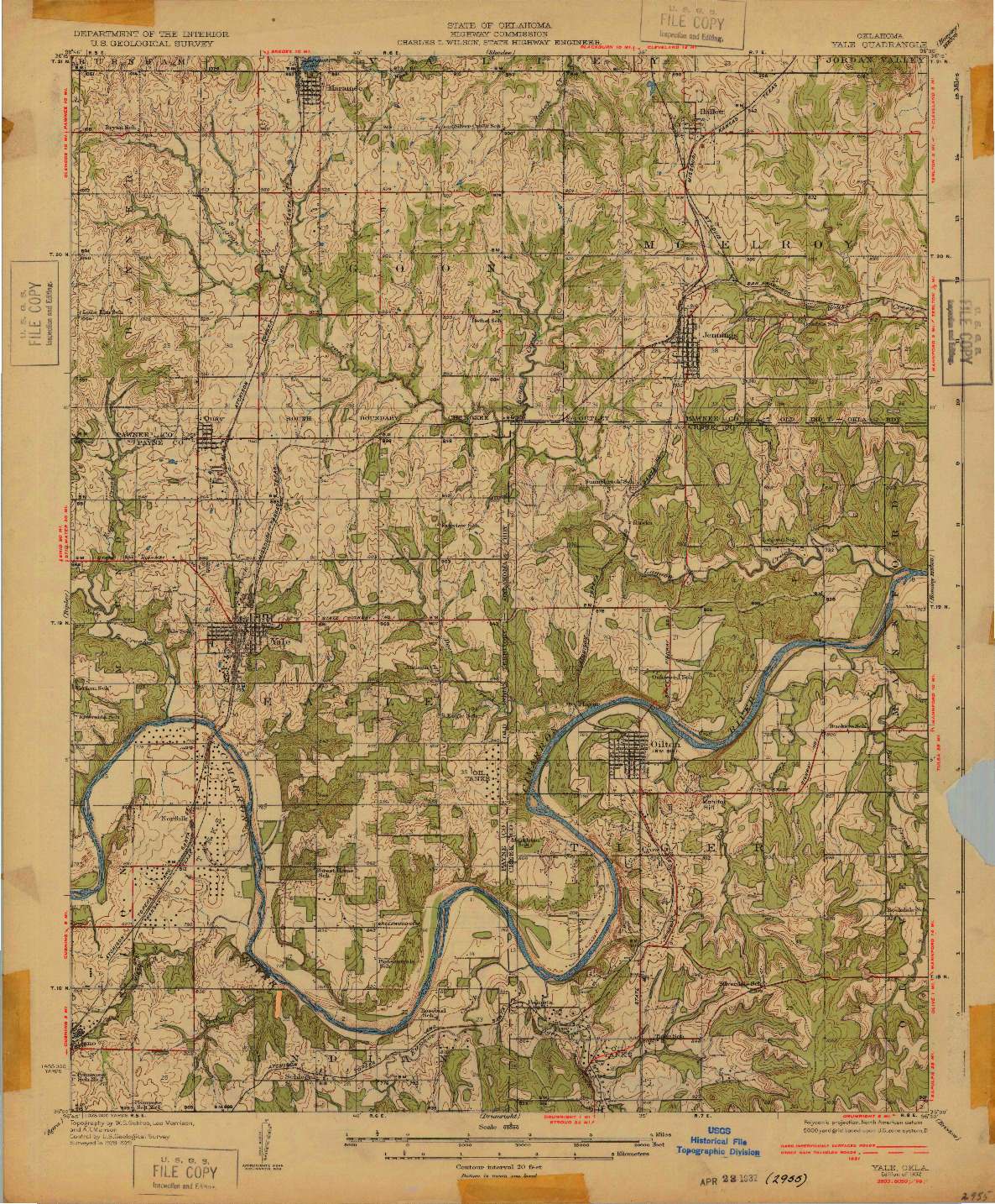 USGS 1:62500-SCALE QUADRANGLE FOR YALE, OK 1932