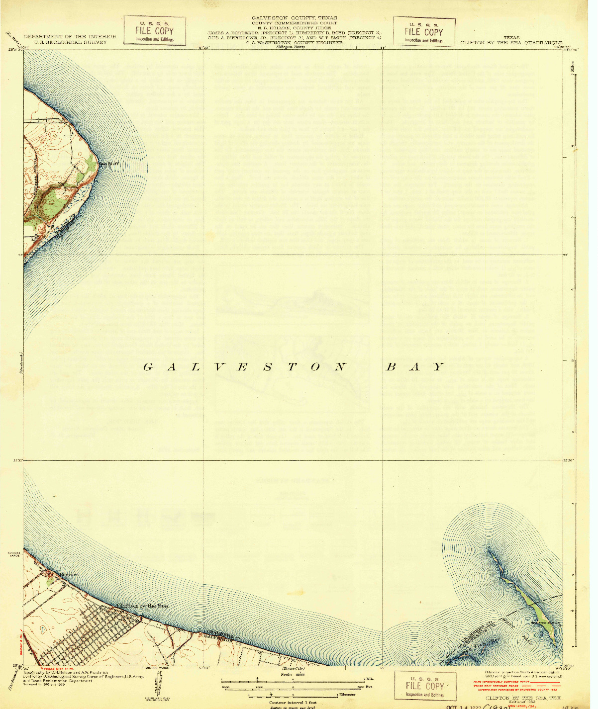 USGS 1:31680-SCALE QUADRANGLE FOR CLIFTON BY THE SEA, TX 1932