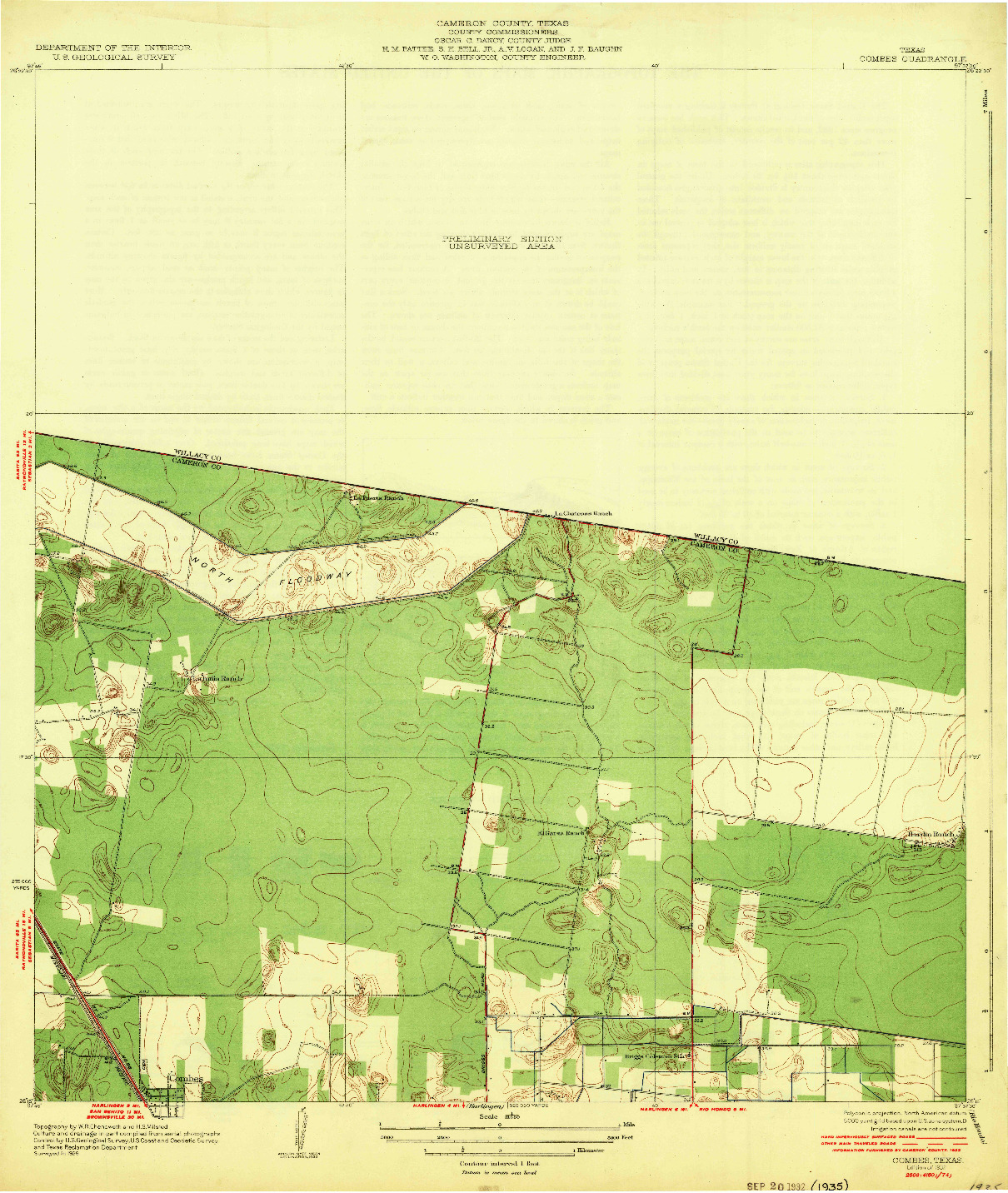 USGS 1:31680-SCALE QUADRANGLE FOR COMBES, TX 1932