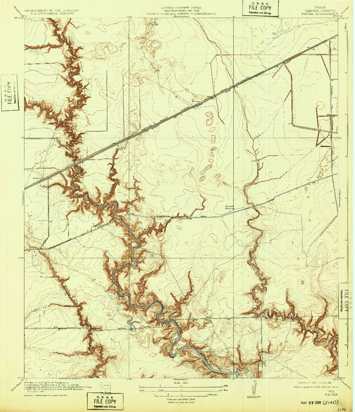 USGS 1:31680-SCALE QUADRANGLE FOR FAUNA, TX 1932
