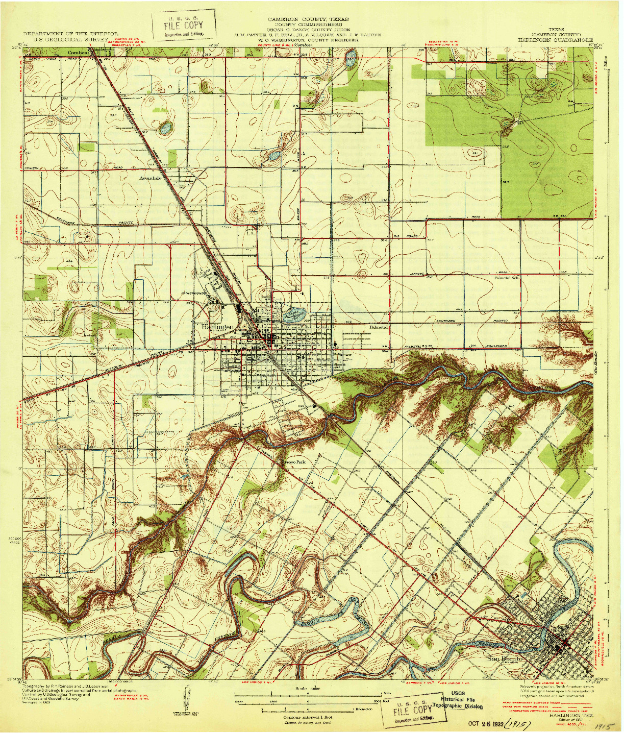 USGS 1:31680-SCALE QUADRANGLE FOR HARLINGEN, TX 1932