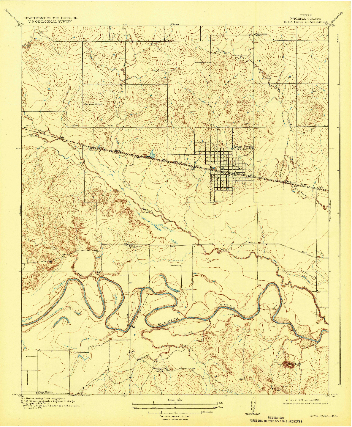 USGS 1:31680-SCALE QUADRANGLE FOR IOWA PARK, TX 1918