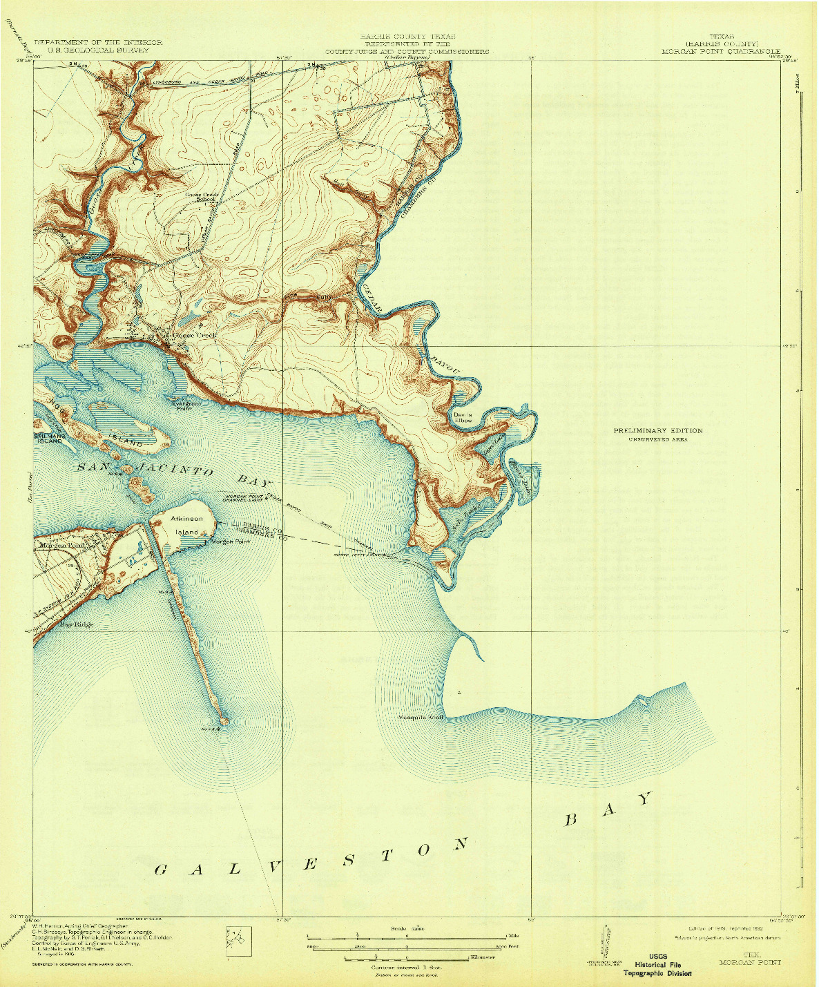 USGS 1:31680-SCALE QUADRANGLE FOR MORGAN POINT, TX 1919