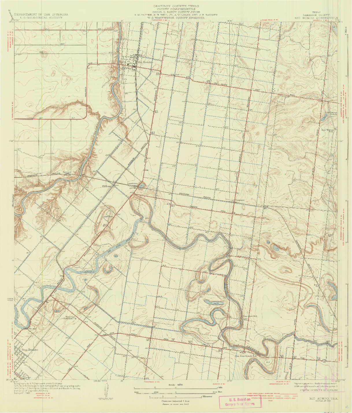 USGS 1:31680-SCALE QUADRANGLE FOR RIO HONDO, TX 1932