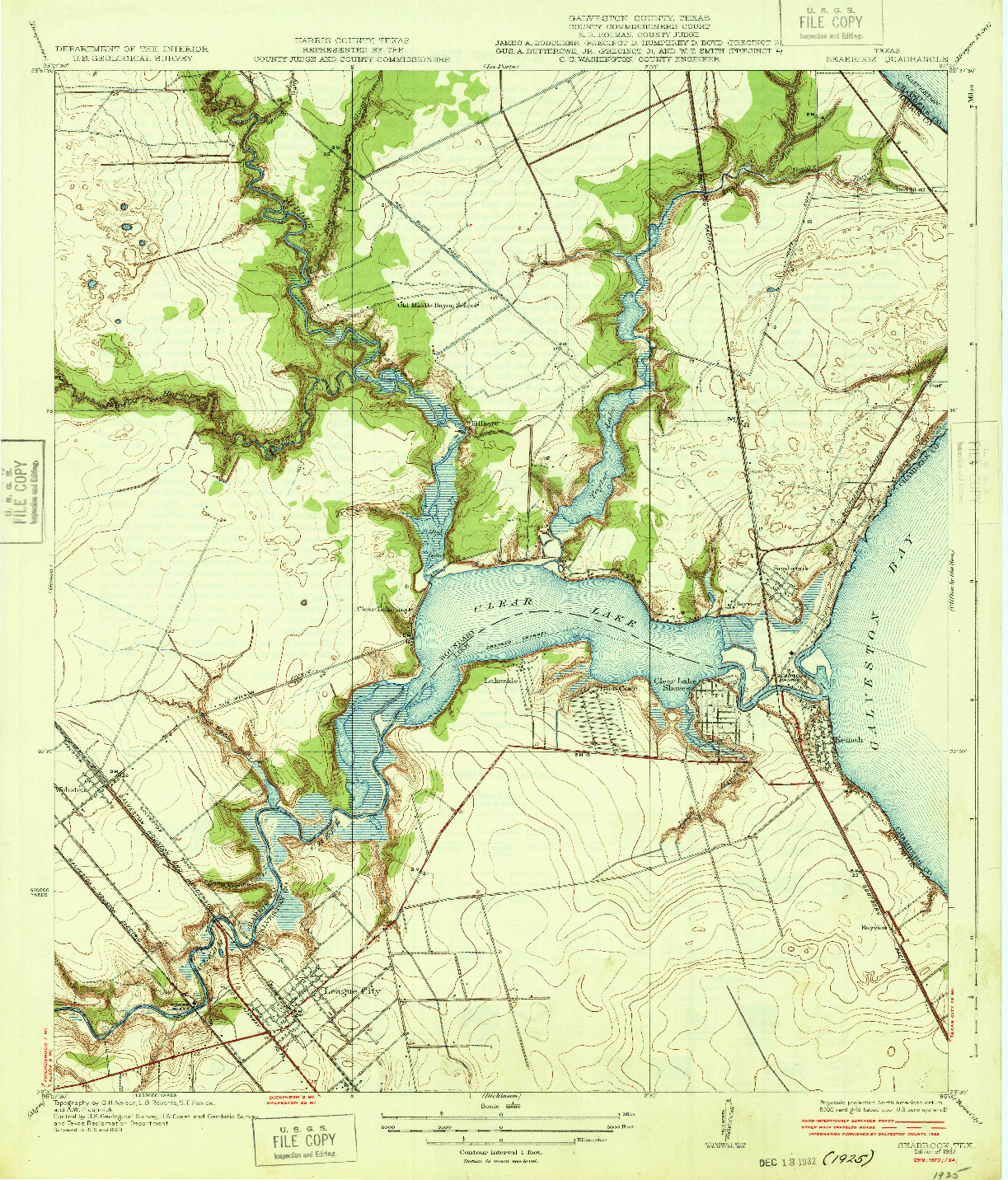 USGS 1:31680-SCALE QUADRANGLE FOR SEABROOK, TX 1932