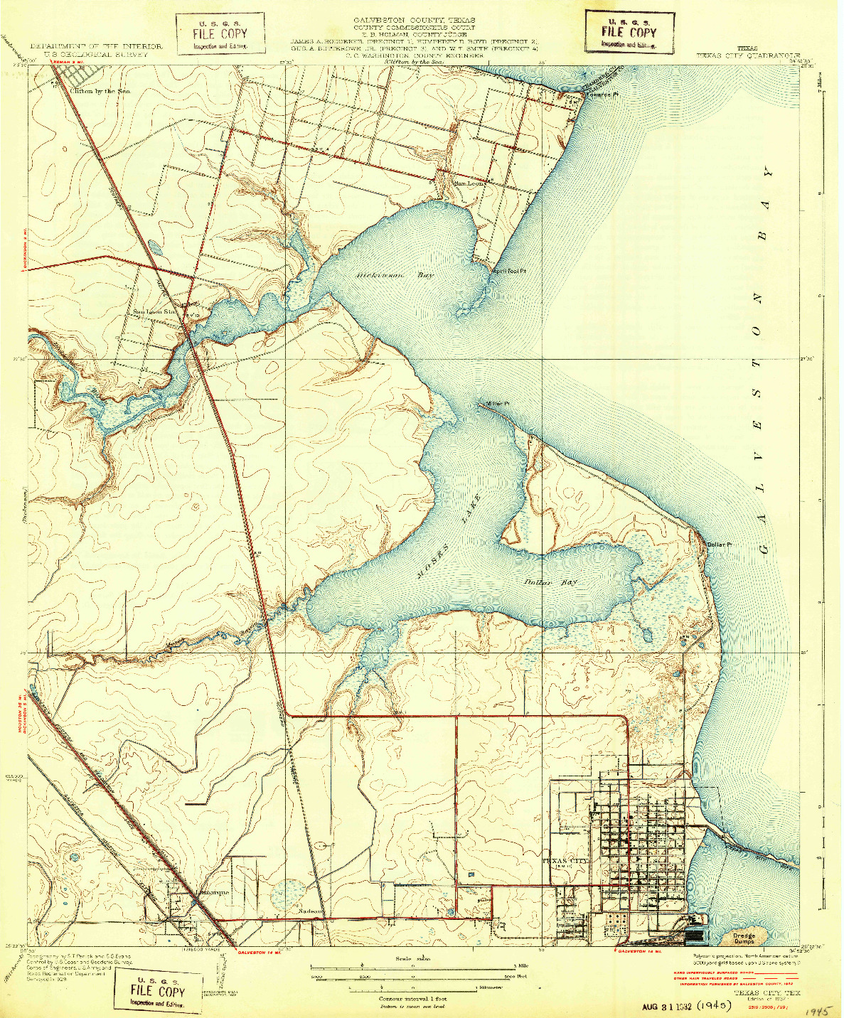 USGS 1:31680-SCALE QUADRANGLE FOR TEXAS CITY, TX 1932