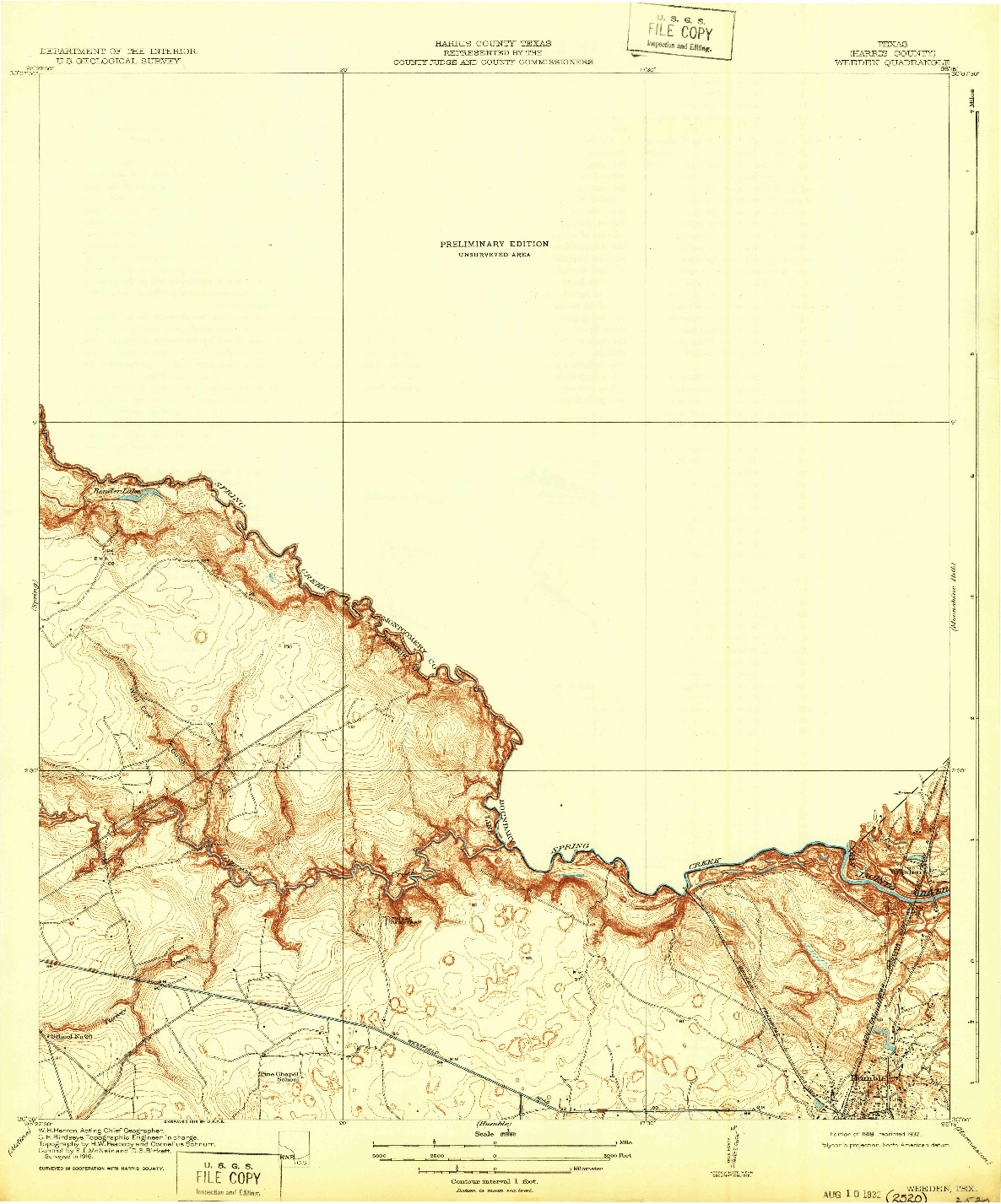 USGS 1:31680-SCALE QUADRANGLE FOR WEEDEN, TX 1919