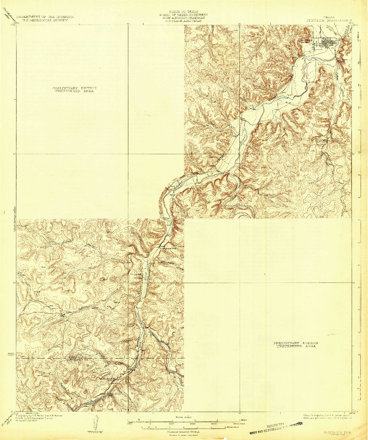 USGS 1:62500-SCALE QUADRANGLE FOR JUNCTION, TX 1932