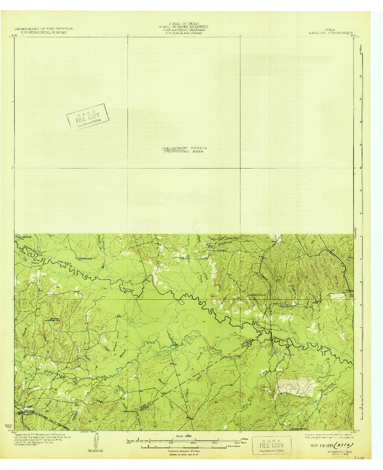 USGS 1:62500-SCALE QUADRANGLE FOR MANNING, TX 1932