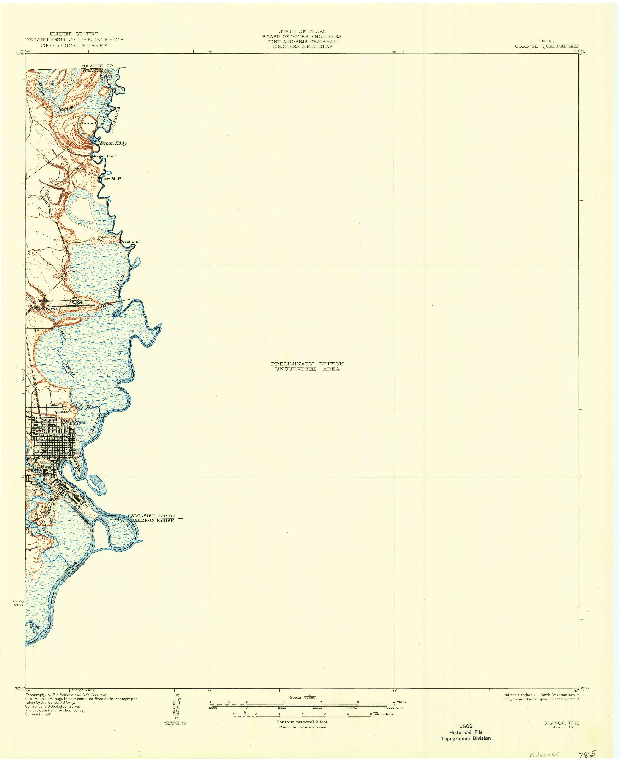 USGS 1:62500-SCALE QUADRANGLE FOR ORANGE, TX 1932