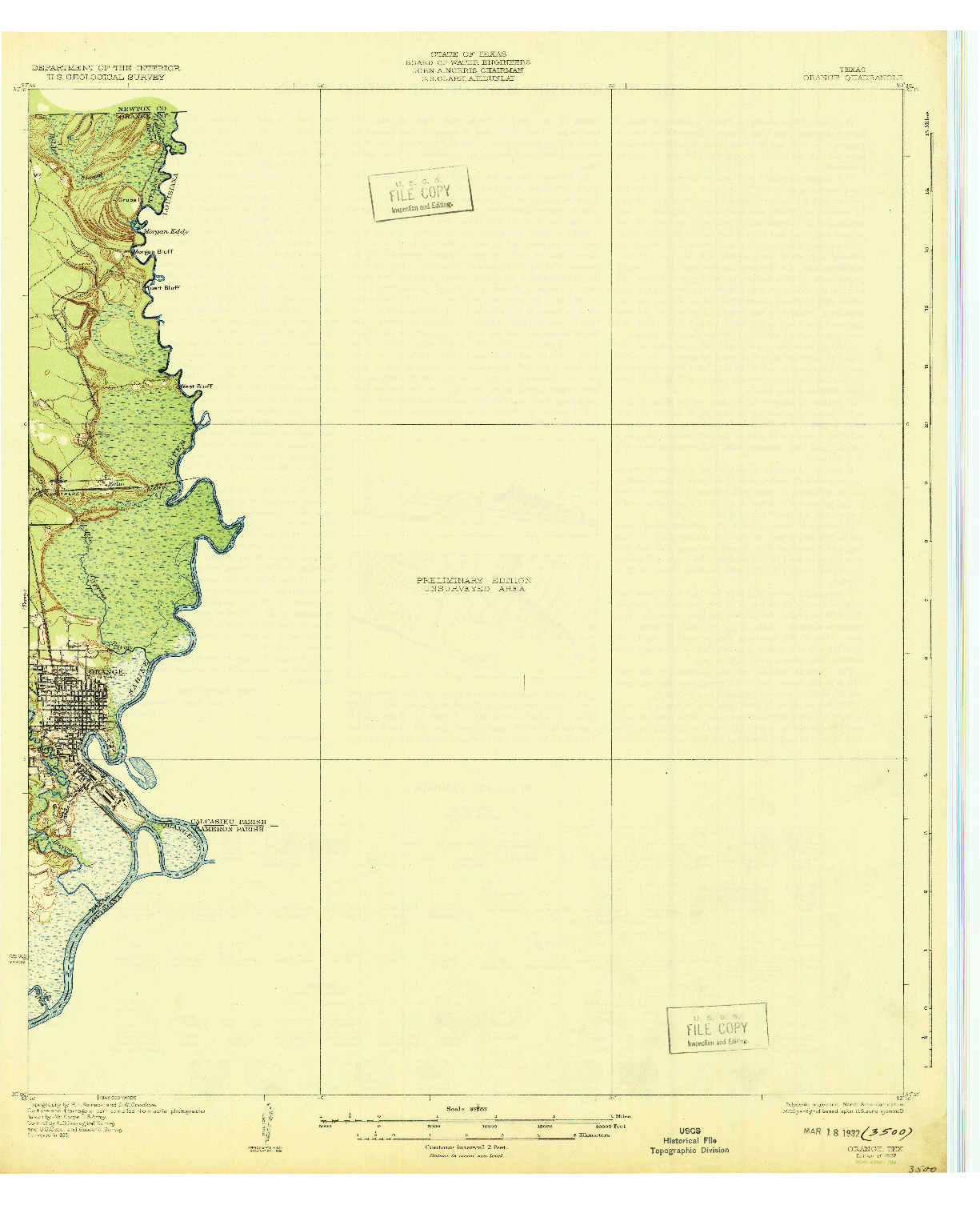 USGS 1:62500-SCALE QUADRANGLE FOR ORANGE, TX 1932