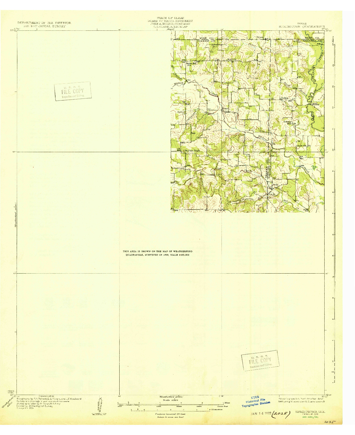 USGS 1:62500-SCALE QUADRANGLE FOR SPRINGTOWN, TX 1932