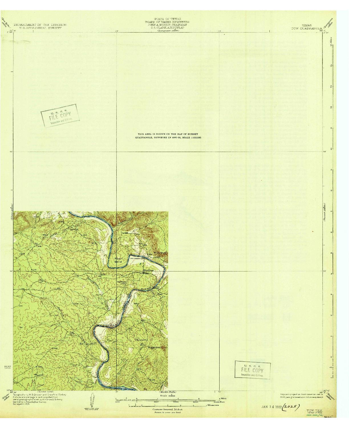 USGS 1:62500-SCALE QUADRANGLE FOR TOW, TX 1932