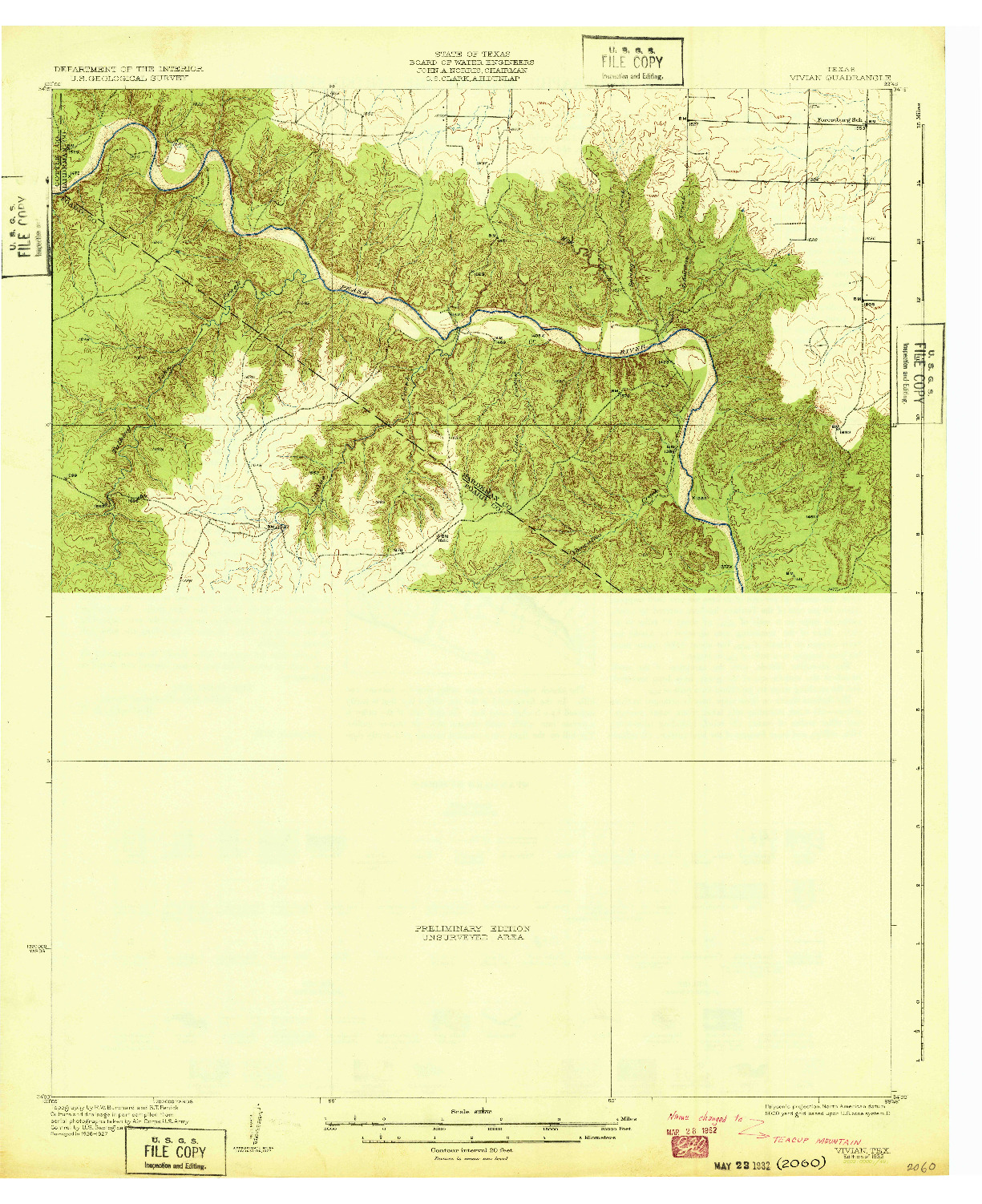 USGS 1:62500-SCALE QUADRANGLE FOR VIVIAN, TX 1932