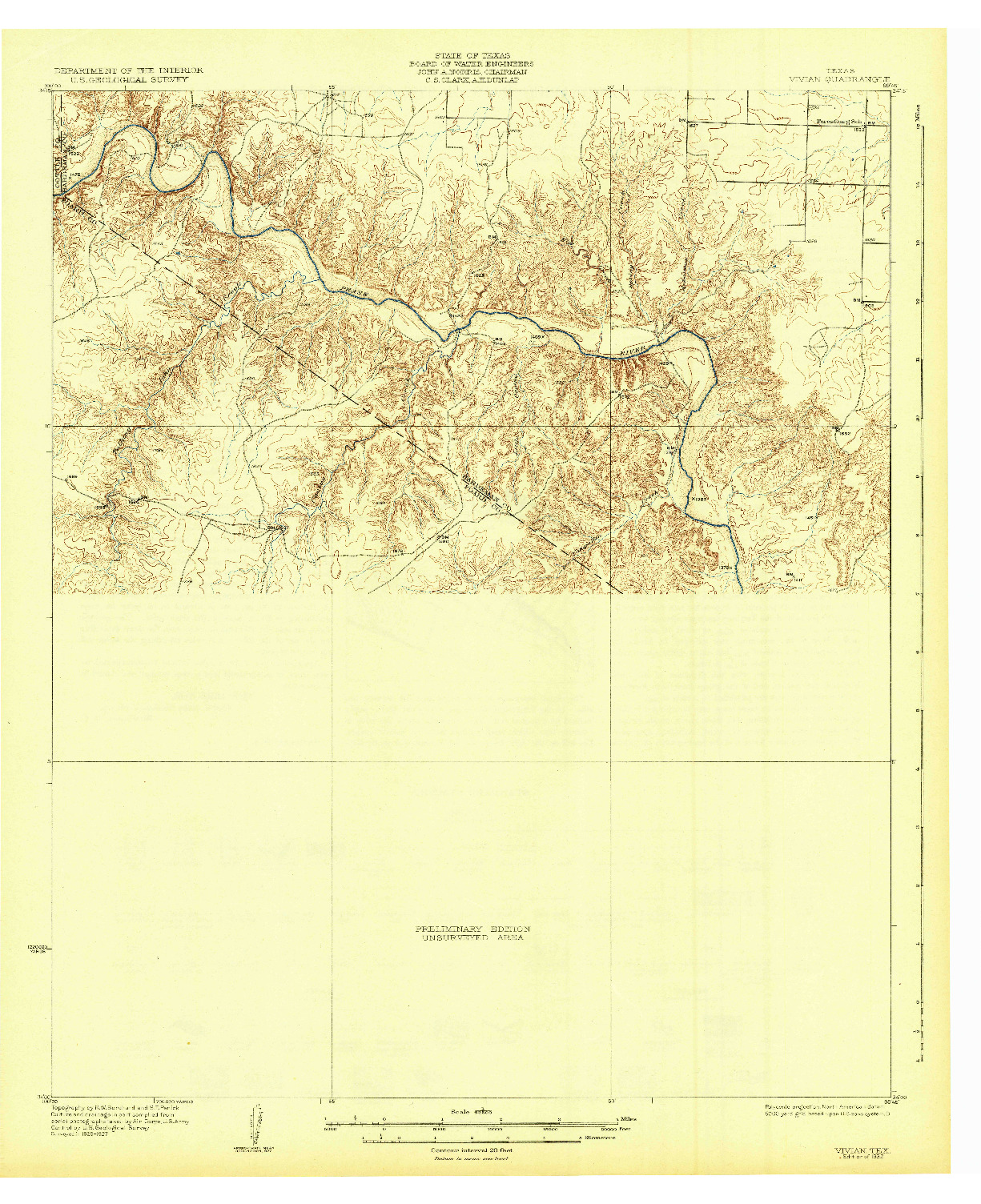 USGS 1:62500-SCALE QUADRANGLE FOR VIVIAN, TX 1932