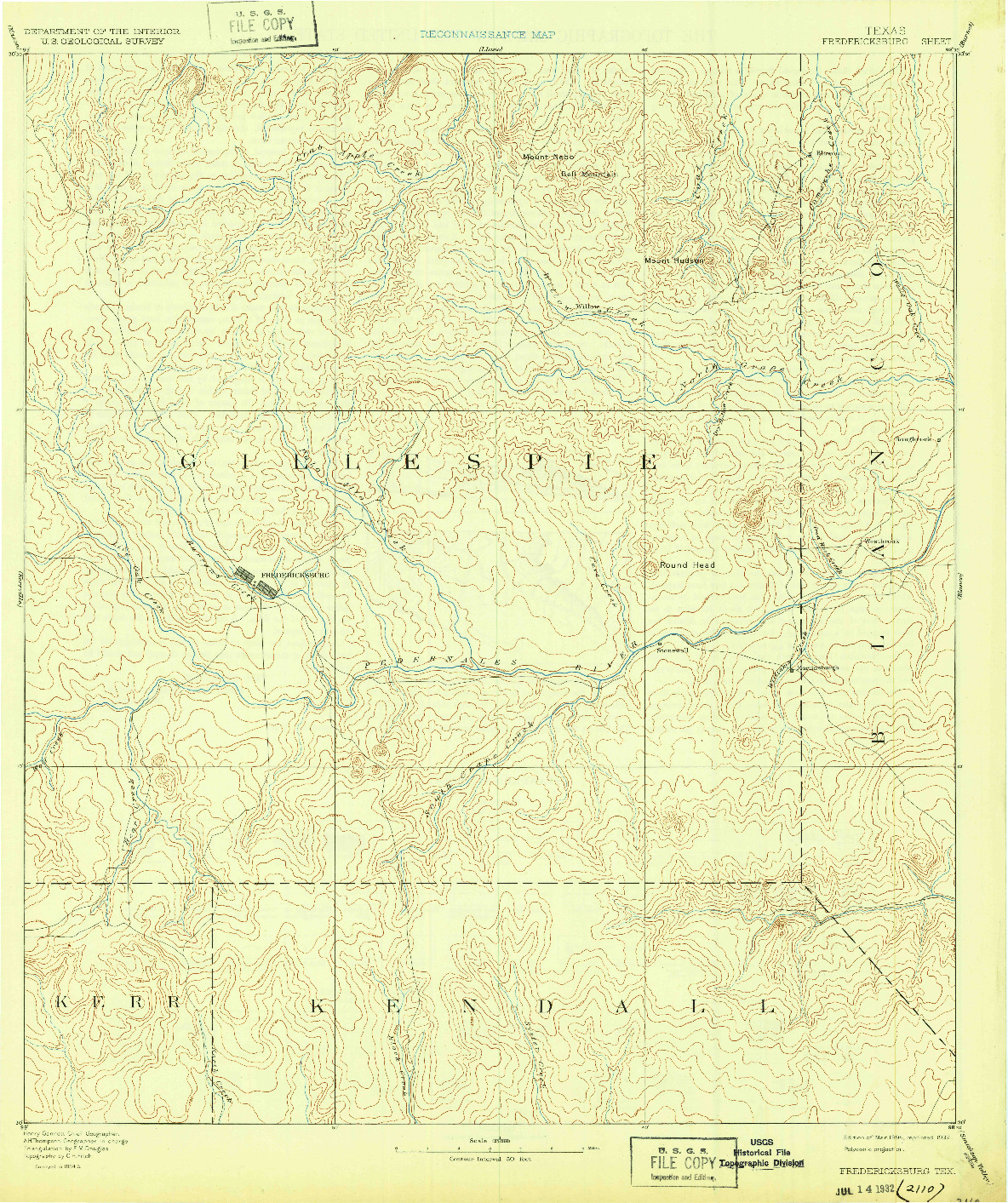 USGS 1:125000-SCALE QUADRANGLE FOR FREDERICKSBURG, TX 1894