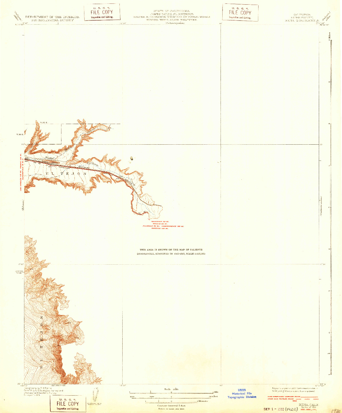 USGS 1:31680-SCALE QUADRANGLE FOR BENA, CA 1932