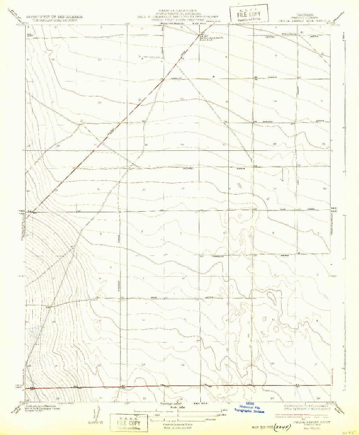 USGS 1:31680-SCALE QUADRANGLE FOR DELTA FARMS, CA 1932