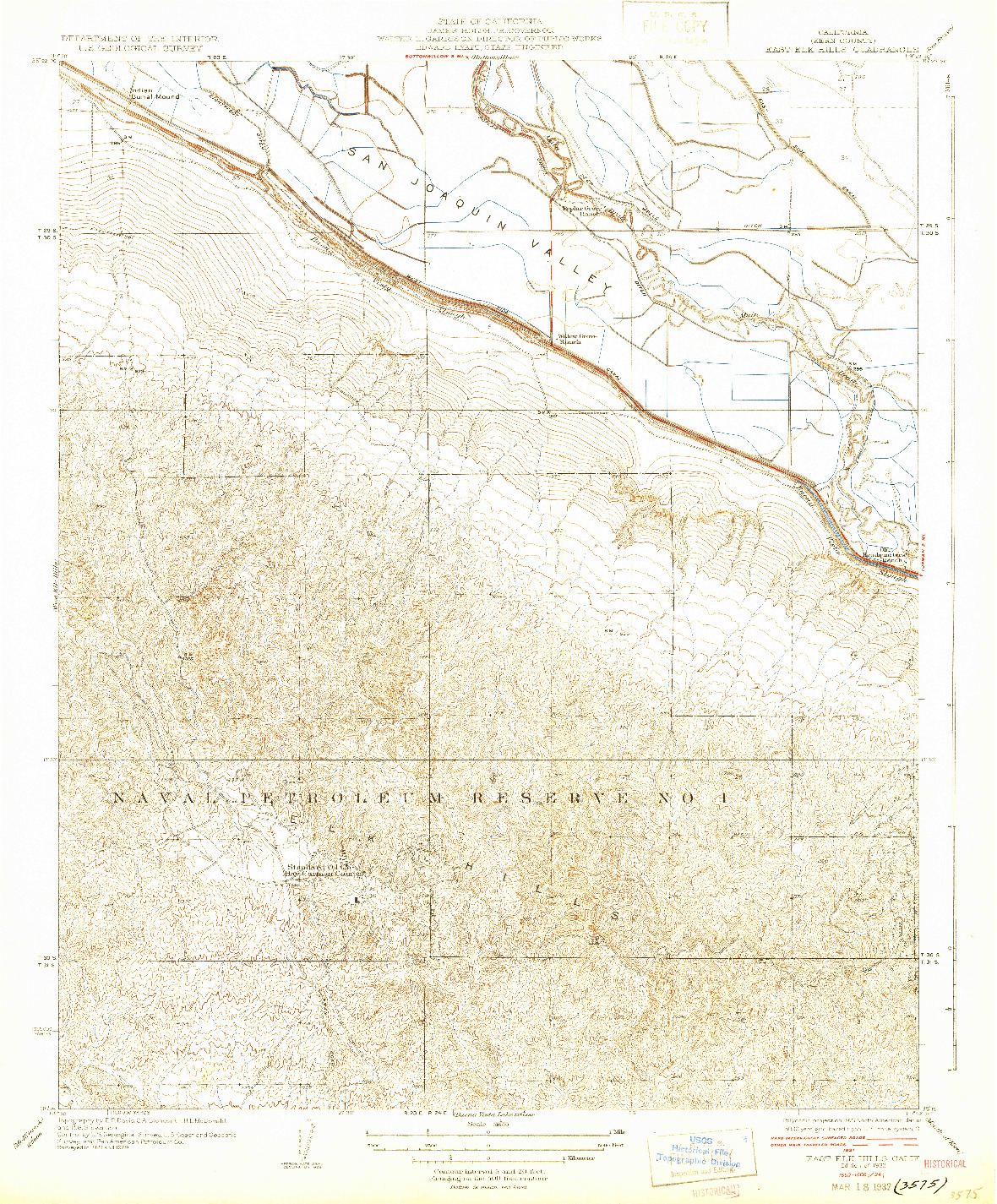 USGS 1:31680-SCALE QUADRANGLE FOR EAST ELK HILLS, CA 1932
