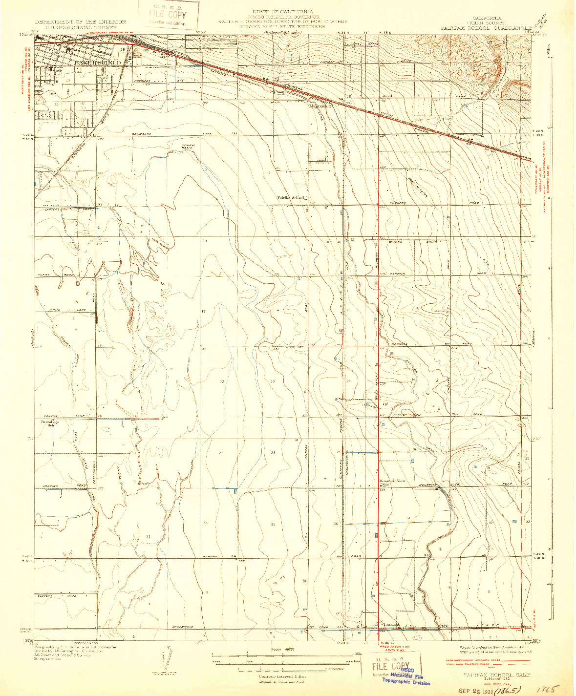 USGS 1:31680-SCALE QUADRANGLE FOR FAIRFAX SCHOOL, CA 1932