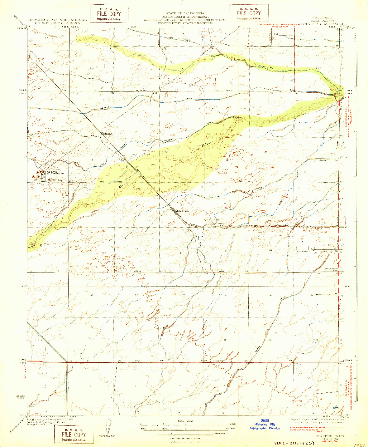 USGS 1:31680-SCALE QUADRANGLE FOR STEVENS, CA 1932