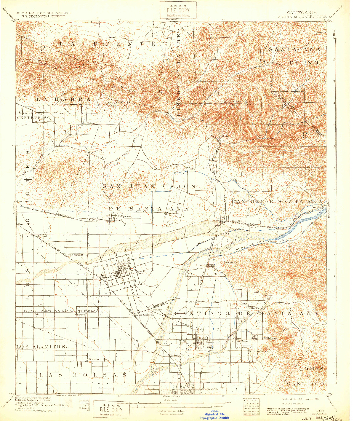 USGS 1:62500-SCALE QUADRANGLE FOR ANAHEIM, CA 1901