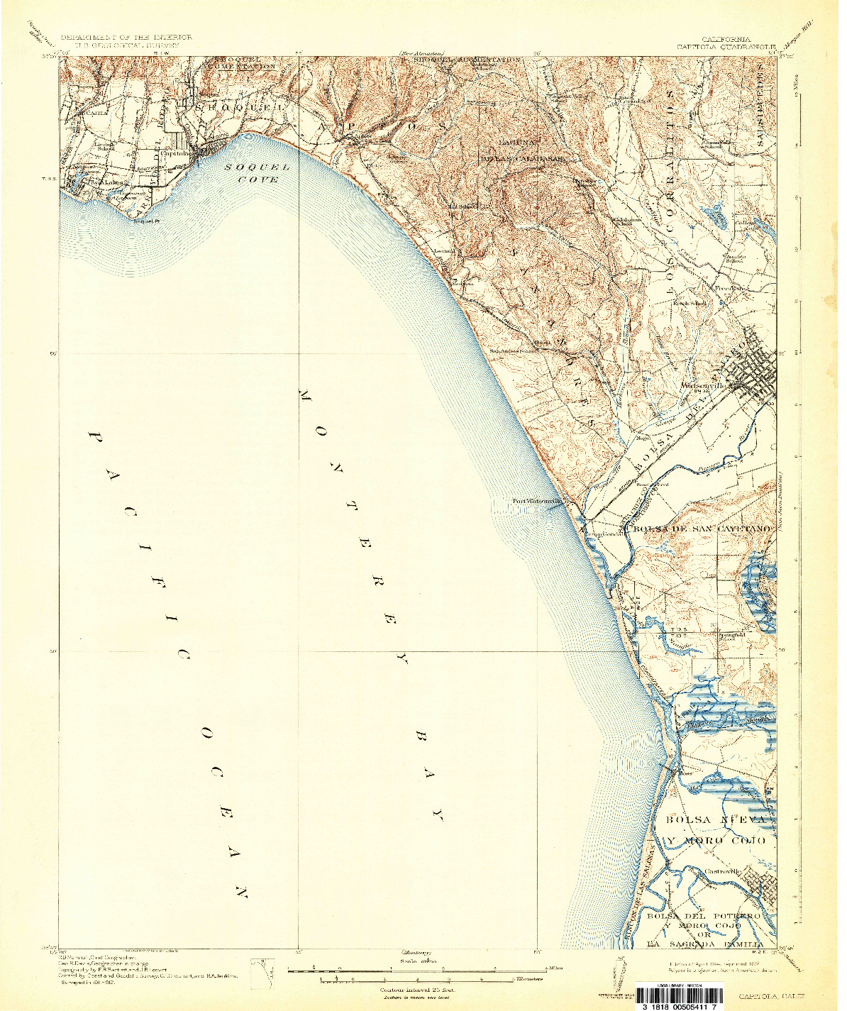 USGS 1:62500-SCALE QUADRANGLE FOR CAPITOLA, CA 1914