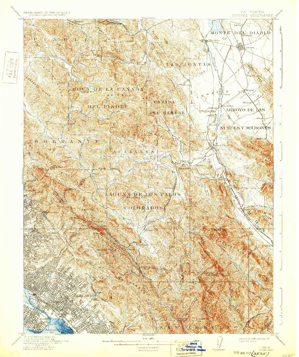 USGS 1:62500-SCALE QUADRANGLE FOR CONCORD, CA 1915