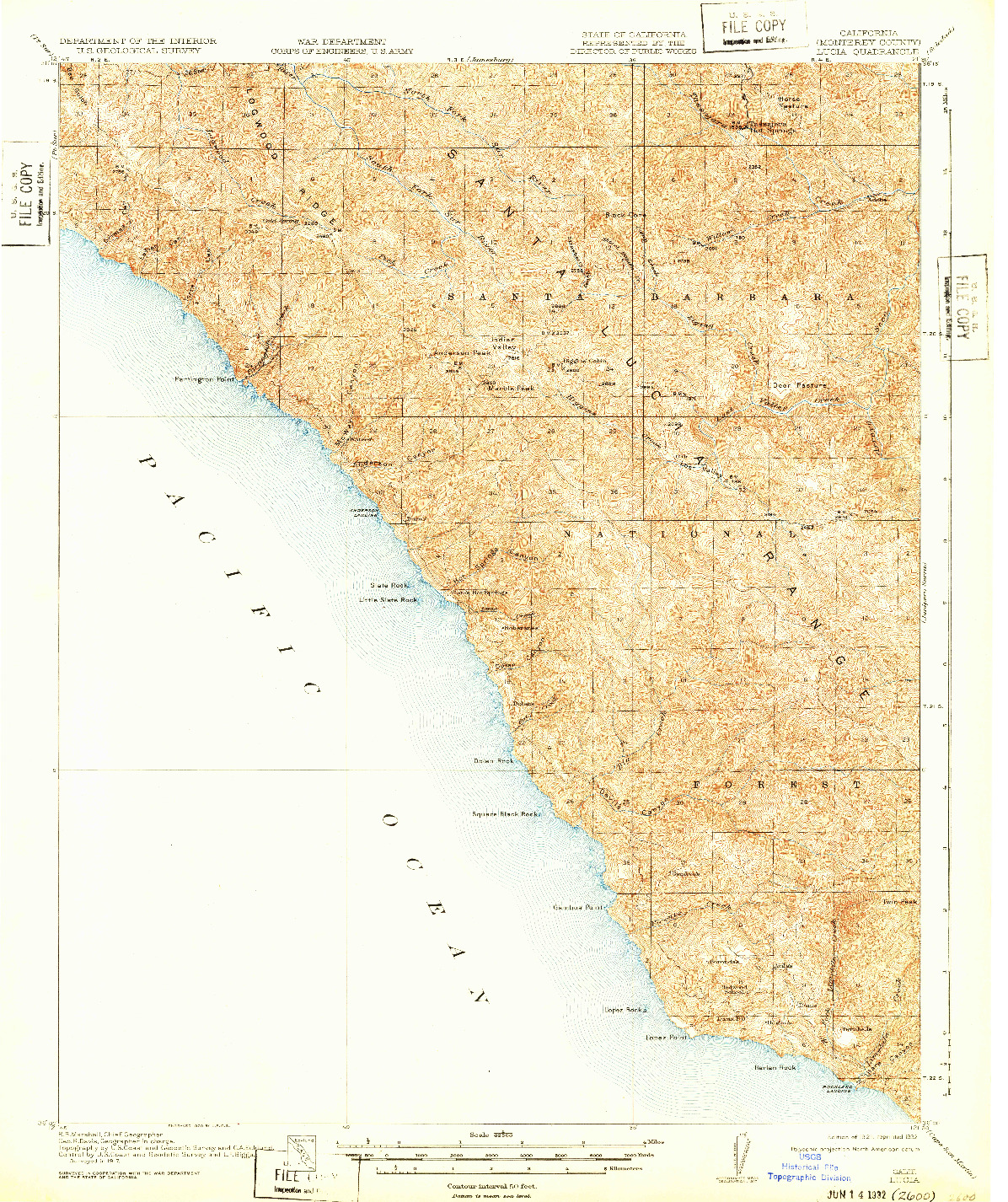 USGS 1:62500-SCALE QUADRANGLE FOR LUCIA, CA 1921