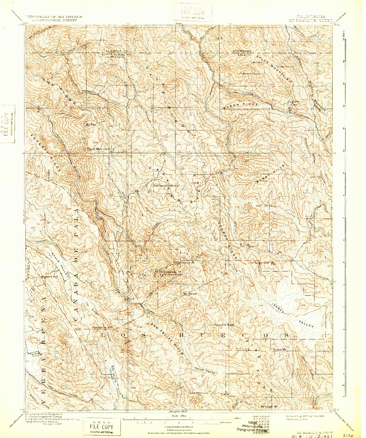 USGS 1:62500-SCALE QUADRANGLE FOR MT. HAMILTON, CA 1897