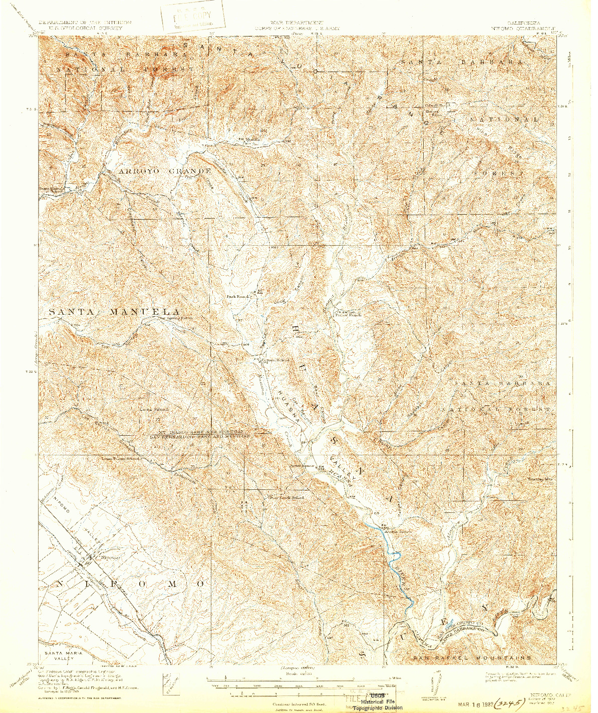 USGS 1:62500-SCALE QUADRANGLE FOR NIPOMO, CA 1922