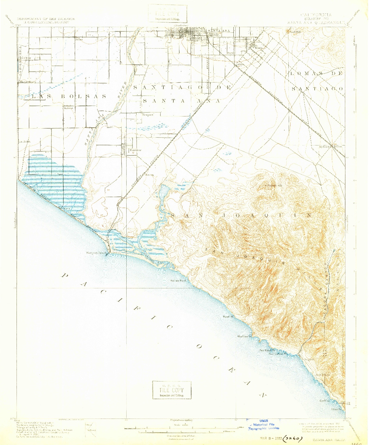 USGS 1:62500-SCALE QUADRANGLE FOR SANTA ANA, CA 1901