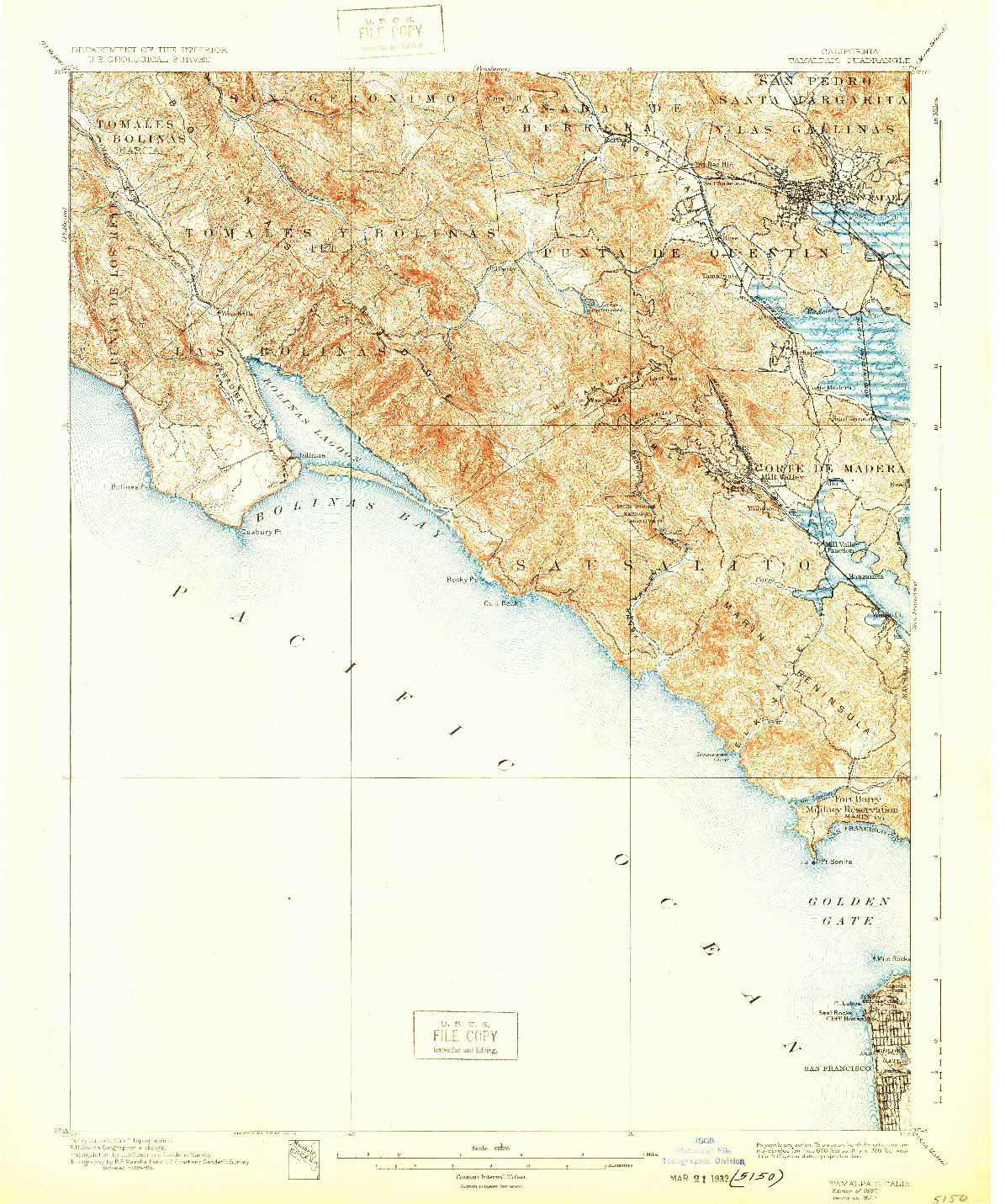 USGS 1:62500-SCALE QUADRANGLE FOR TAMALPAIS, CA 1897